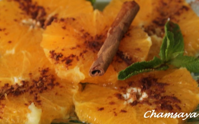 Salade oranges, cannelle et fleur d'oranger