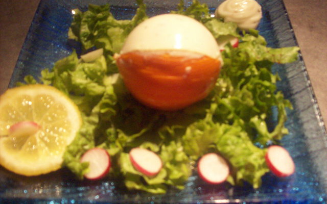 Sphère de panna cota au surimi