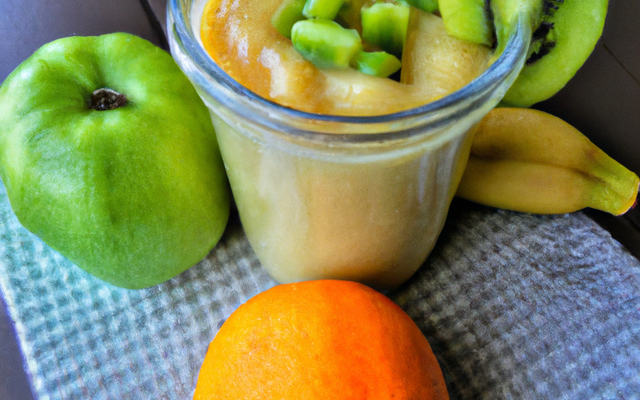 Petit pot à la vanille et orange, smoothie kiwi, concombre, pomme verte
