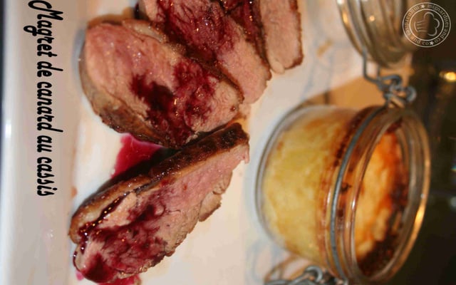 Magret de canard au cassis et gratin dauphinois au palet de bourgogne