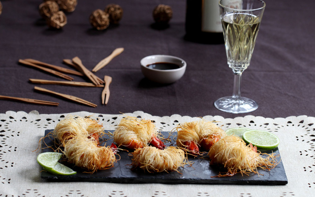 Gambas croustillantes en pâte de kadaïf