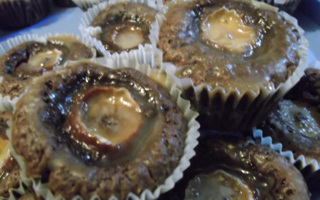 Fondants choco et caramel cœur banane