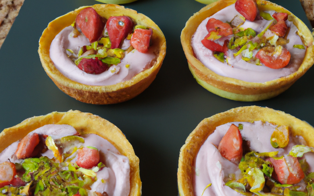 Tartelettes aux fraises et crème aux pistaches