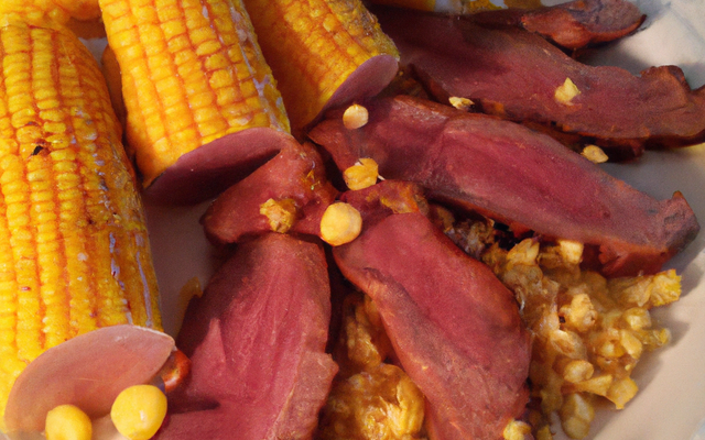 Aumonieres de mais et magrets de canard fumé