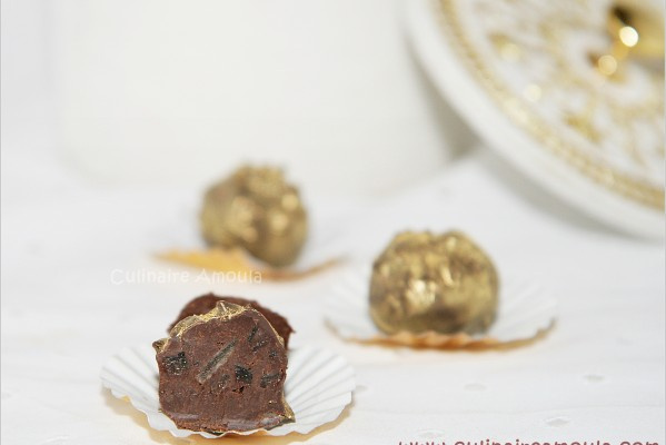 Truffes chocolat, caramel au beurre salé et ananas confits
