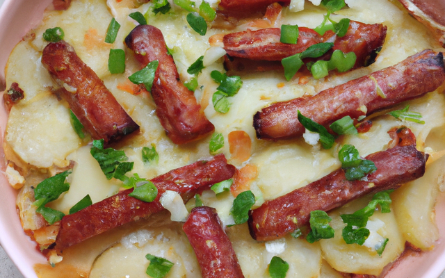 Gratin de poireaux et saucisses