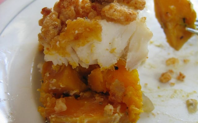 Crumble de poisson au potiron et pain d'épices