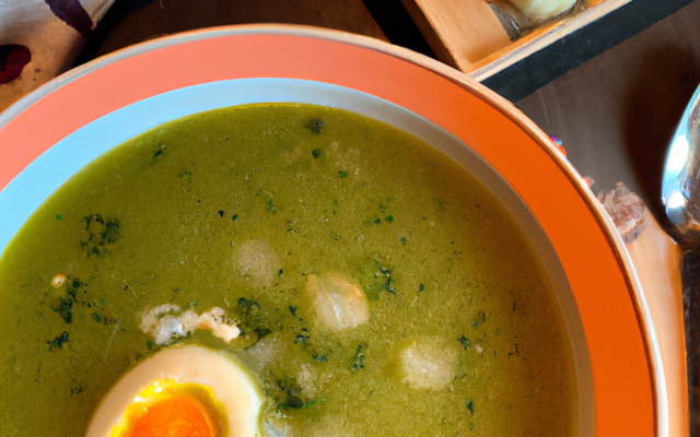 Soupe verte et son œuf poché
