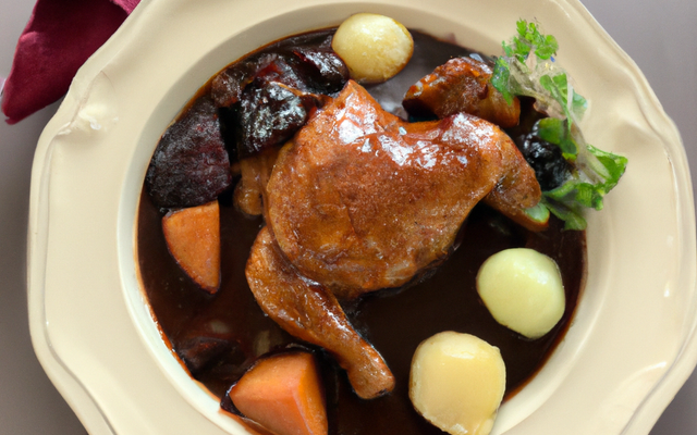 Coq au vin façon Bourguignonne