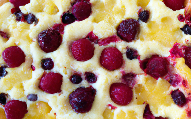Tarte façon clafoutis ananas mûres framboises