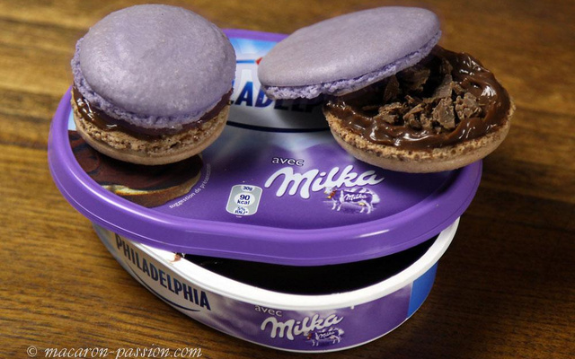 Macarons Philadelphia Milka et chocolat croquant