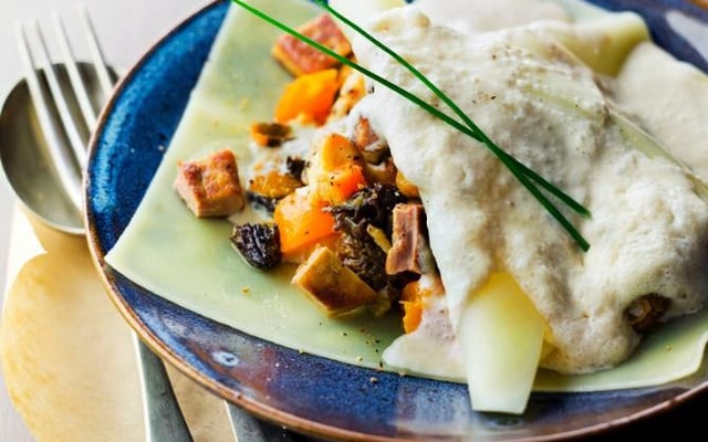 Raviole de Dinde aux Abricots et aux Morilles