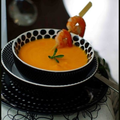 Velouté de courge musquée au lait de coco, citronnelle et gingembre