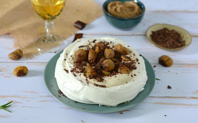 Pavlova aux marrons du Périgord et au chocolat