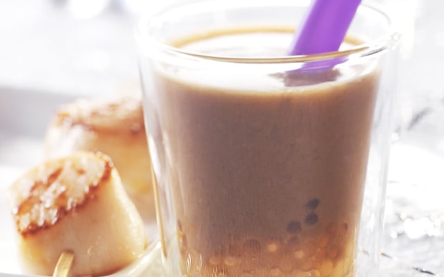 Duo perle de châtaignes et saint jacques façon bubble Tea