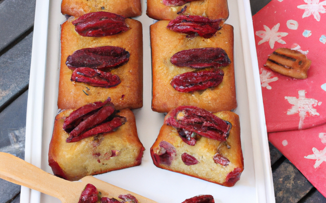 Financier aux cranberries fraîches et noix de pécan