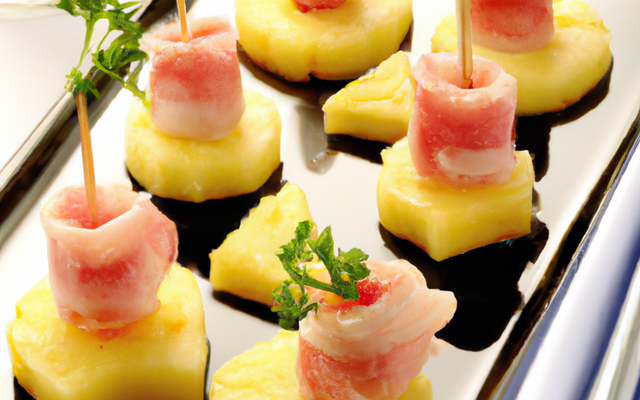 Amuses-bouches ananas et jambon cru