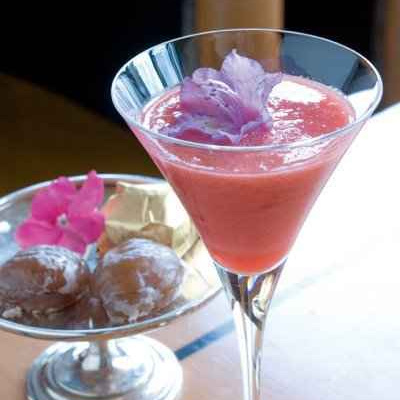 Cocktail marron glacé, mandarine et framboise