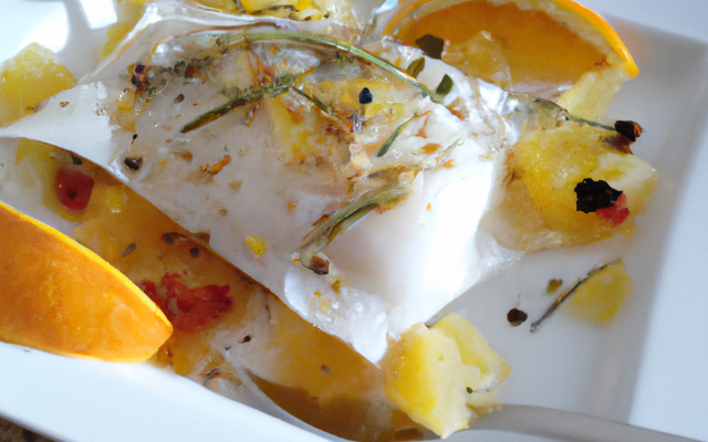 Filets de cabillaud aux agrumes en papillotte