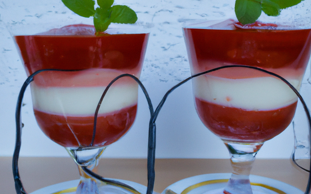 Verrines aériennes de mousse au fromage blanc et coulis de fraise