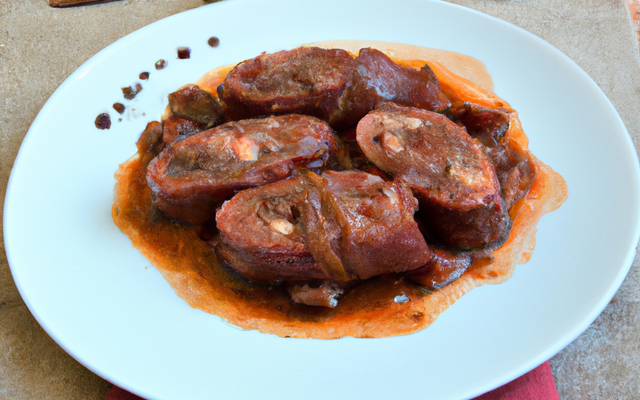 Andouillette pochée au vin rouge