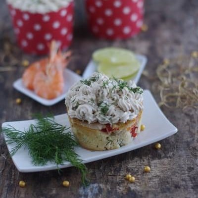Cupcakes poivrons-crevettes aux Fromagères Thon & St Morêt