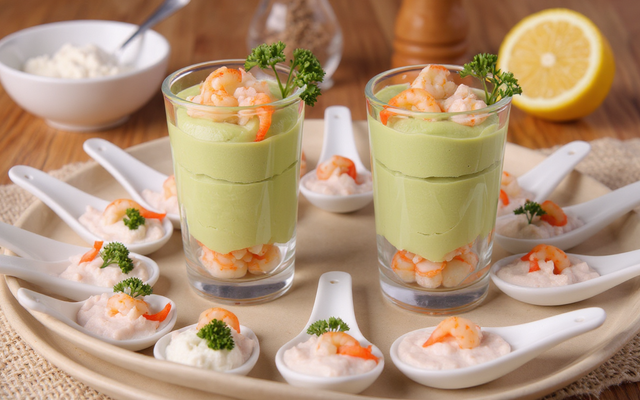 Verrines aux avocats et crevettes