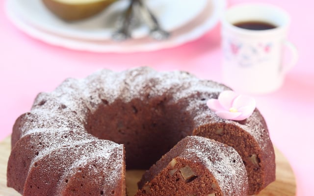 Gâteau de semoule au chocolat et aux poires