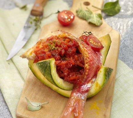 Risotto provençal rouge, aux rougets et poivrons rouges