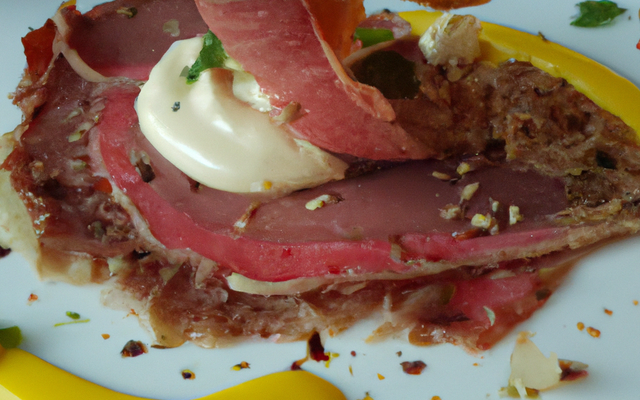 Carpacio de bœuf, mayonnaise vitello au siphon