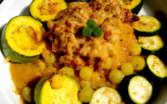 Crumble de Saint-Jacques et courgettes au curry