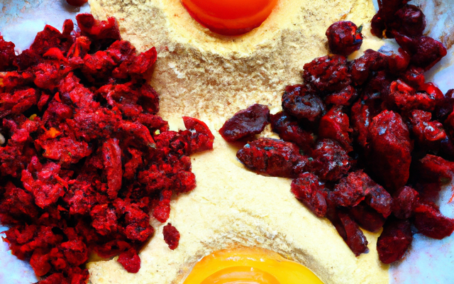 Œufs coco, cranberries et poudre de baies de goji