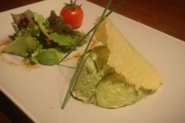 Flan courgette cœur foie gras figue