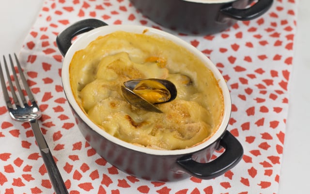 Cassolettes de moules et cabillaud