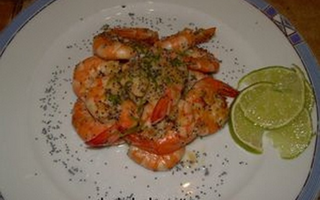 Crevettes roses tièdes au lait de coco