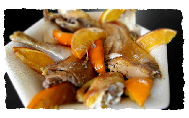 Cocotte de pintade et oranges confites
