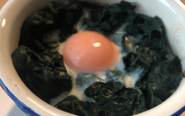 Œuf cocotte aux épinards et au bleu
