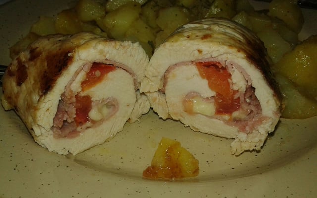 Roulés de dinde farcis au bacon, mozzarella et tomates séchées