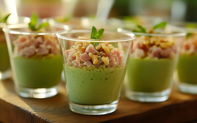 Verrines courgette jambon noix de cajou