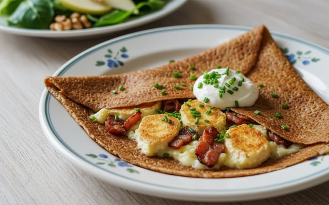 Crêpes au chèvre et aux petits lardons
