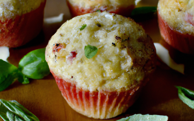 Muffins aux fraises, pecorino romano et basilic