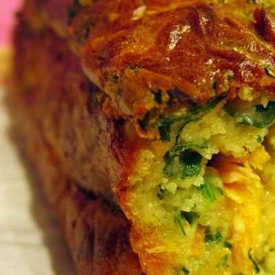 Cake roquette, truite et wasabi