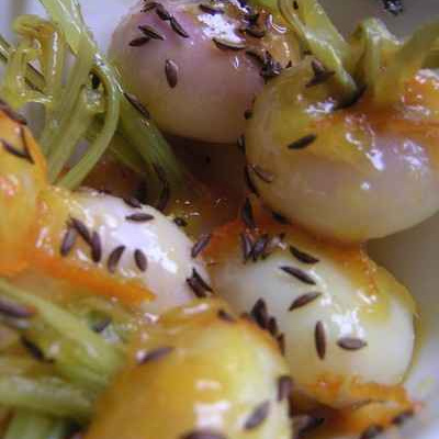 Mini Navets glacés  à l'Orange et graines de carvi rôties