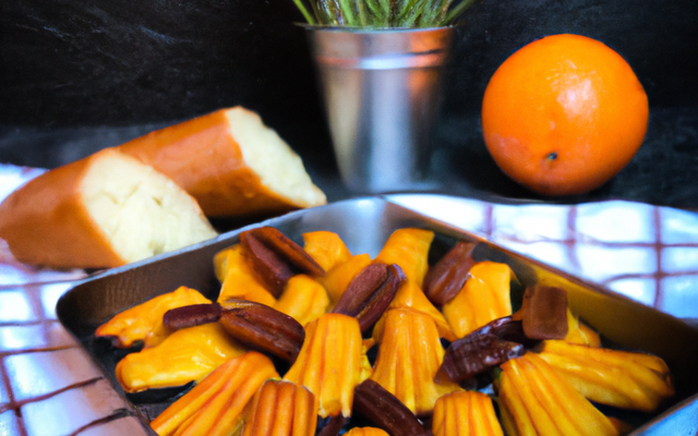 Madeleines au miel de romarin, à l'orange,  et cannneberges confites