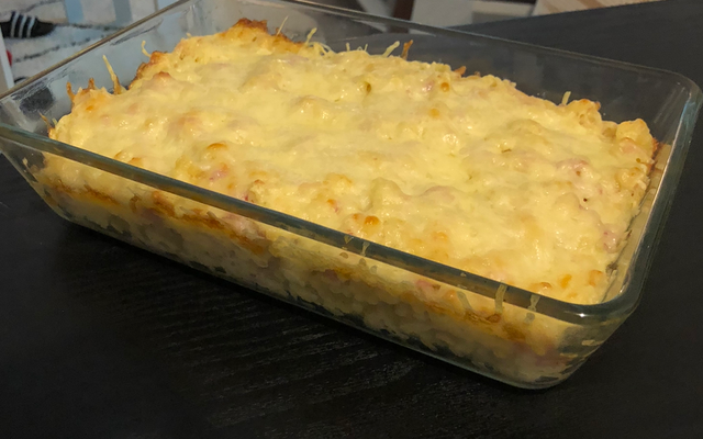 Gratin de pâtes au jambon