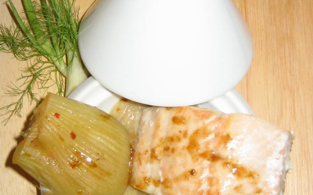 Filet de saumon et ses bulbes de fenouil vanillés maison