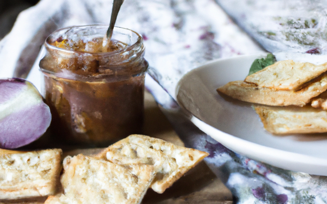 Confiture d'oignons sur lit de crackers