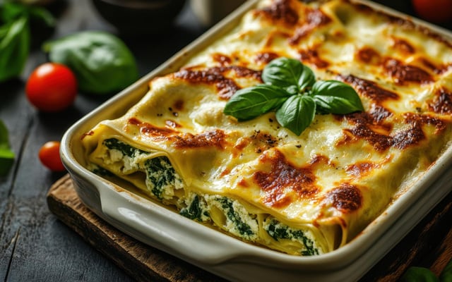 Lasagnes roulées aux épinards et à la ricotta