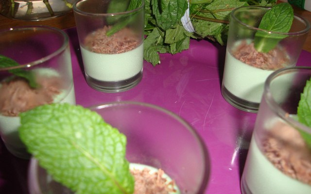 Panna cotta menthe et chocolat express