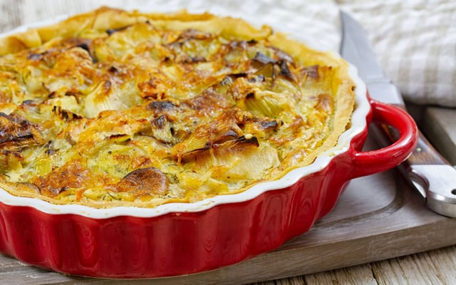 Quiche au saumon et poireaux